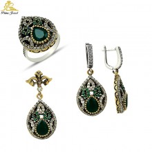 Gümüş Otantik Taşlı Set